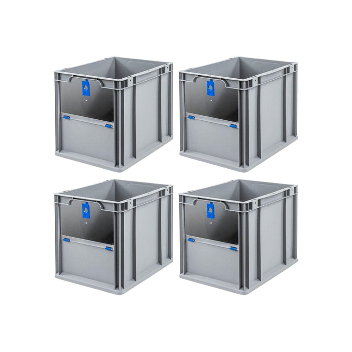 SuperSparSet 4x Eurobox NextGen Insight Cover | HxBxT 32x30x40 | 30 Liter | Hoch/Blau | Eurobehälter