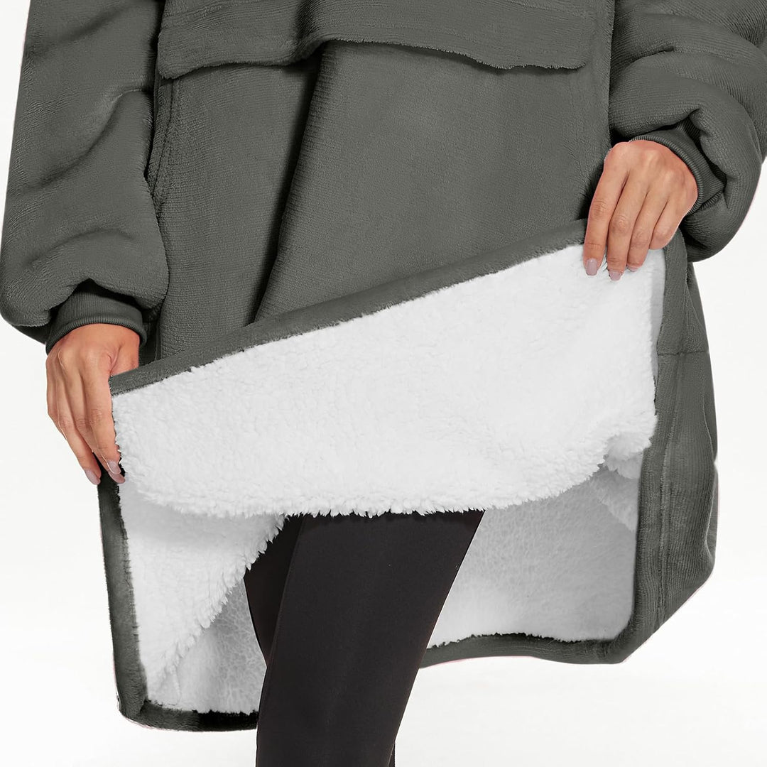 GAYYNE Hoodie Decke mit Ärmeln Deckenpullover, Tragbare Decken Hoodie Damen, Ultra Weiche Sherpa Fle