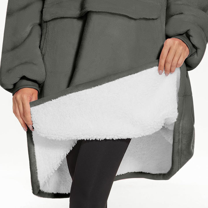 GAYYNE Hoodie Decke mit Ärmeln Deckenpullover, Tragbare Decken Hoodie Damen, Ultra Weiche Sherpa Fle