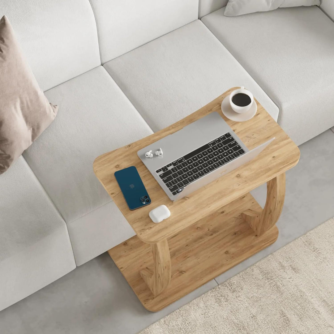 Tubibu C Form Kleiner Beistelltisch, Runder Tisch als Ablagefläche für Couch und Sofa mit Rollen, Ro