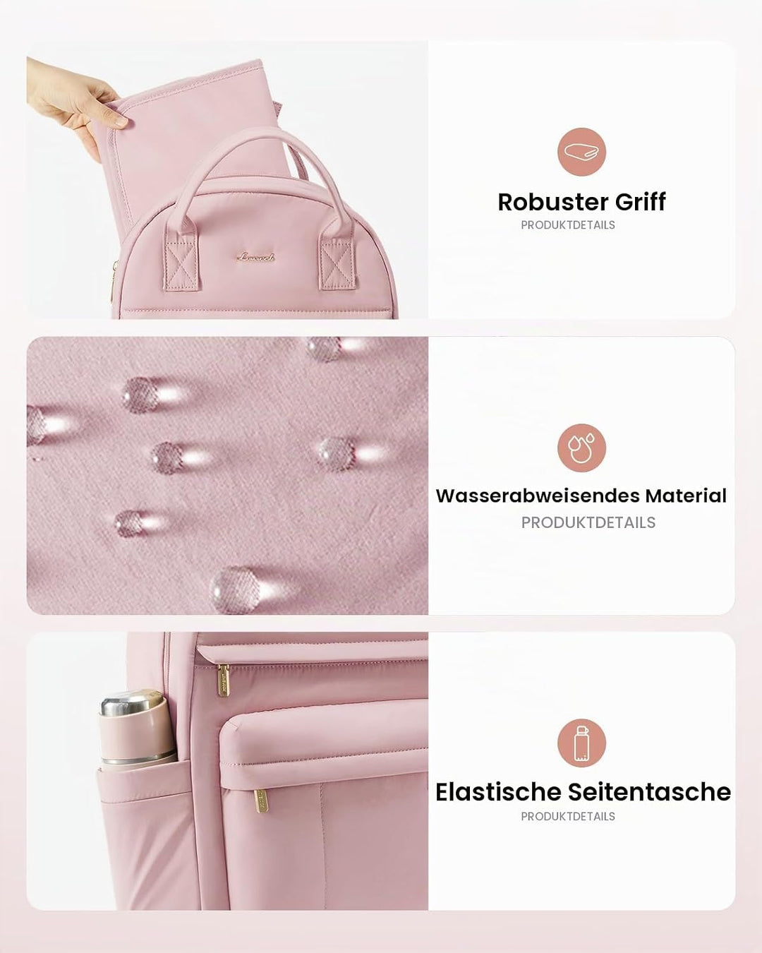 LOVEVOOK Wickelrucksack Baby Wickeltasche Rucksack mit Wickelauflage Lässig Diaper Bag mit Kinderwag