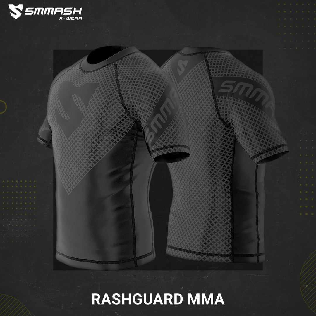 SMMASH Funktionsshirt Herren Rashguard Kurzarm Sportshirt MMA Thaibox Muay Thai Kickboxen Atmungsakt