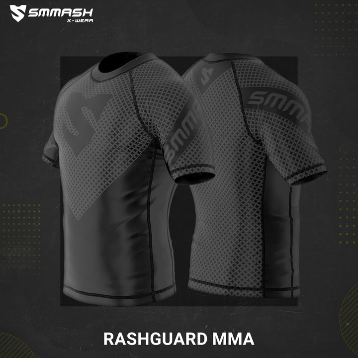 SMMASH Funktionsshirt Herren Rashguard Kurzarm Sportshirt MMA Thaibox Muay Thai Kickboxen Atmungsakt
