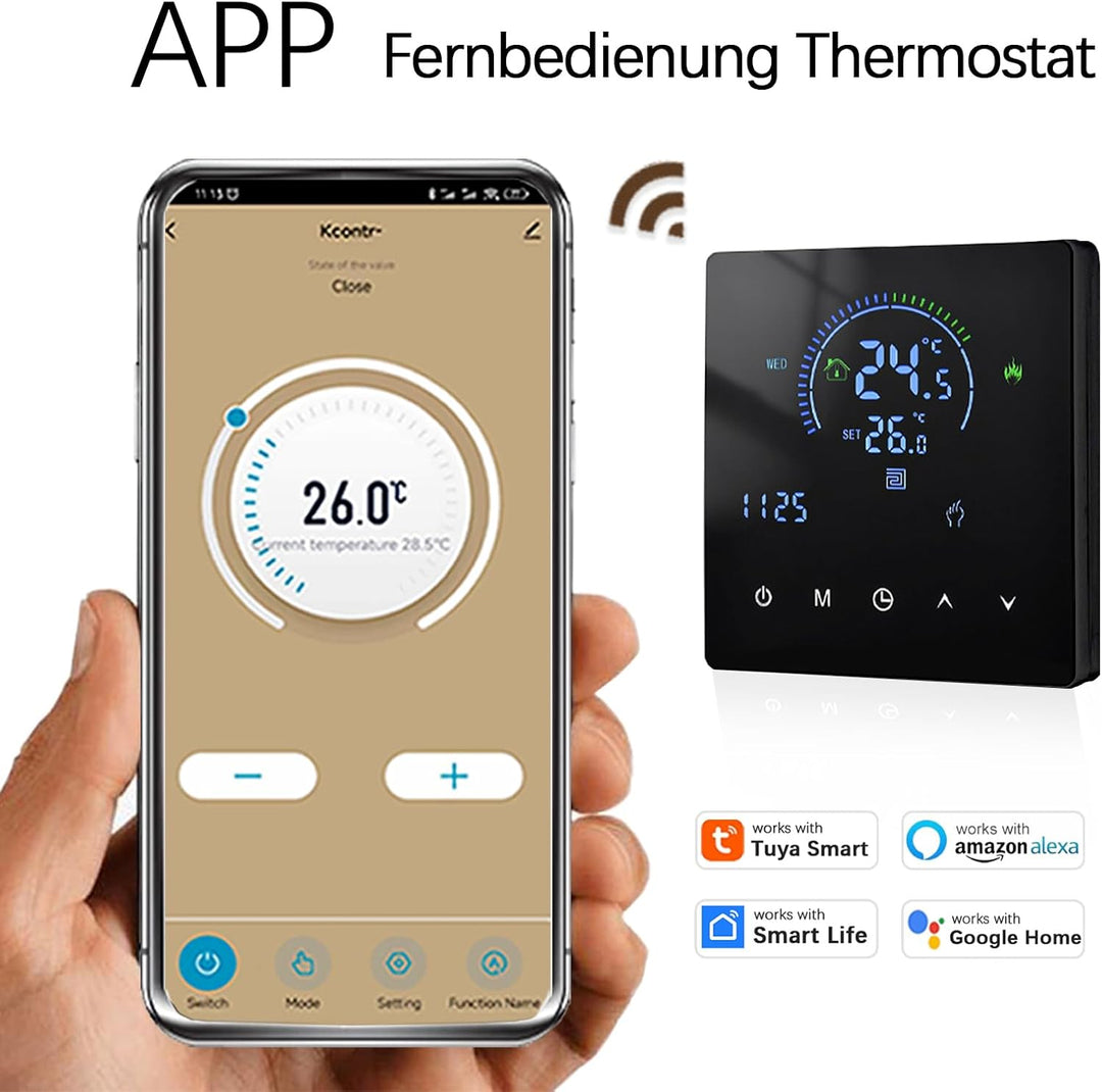 Thermostat Fussbodenheizung, WiFi Raumthermostat Fussbodenheizung Für Wasser, Thermostate Heizung Ko