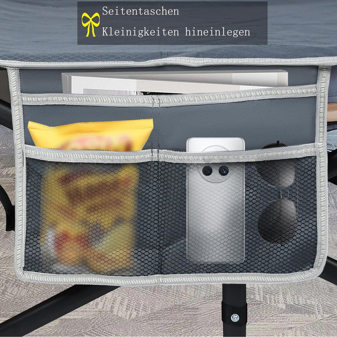HENGMEI Feldbett Klappbar Campingbett Feldbetten Feldbetten Klappbar Bett mit Seitentasche Tragetasc