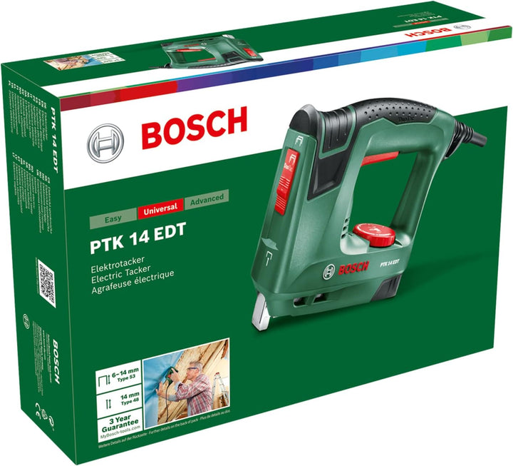 Bosch Elektrotacker PTK 14 EDT, 1000 Klammern, Karton (30 min-1 Schläge, Nägel: 14 mm, 1,1