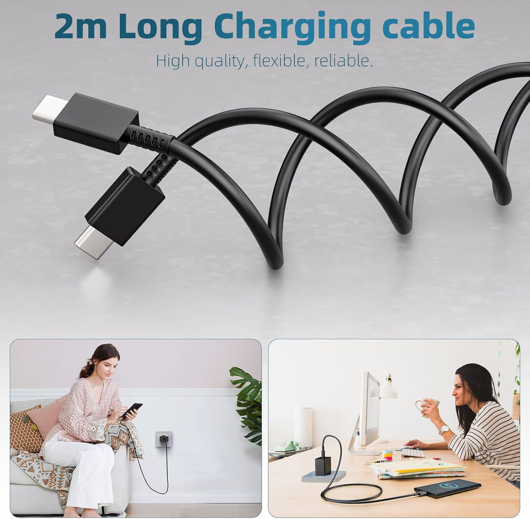 2er-Pack 25W USB C Ladegerät, Schnellladegerät Netzteil Super Fast Charger mit 2 m Ladekabel Schnell