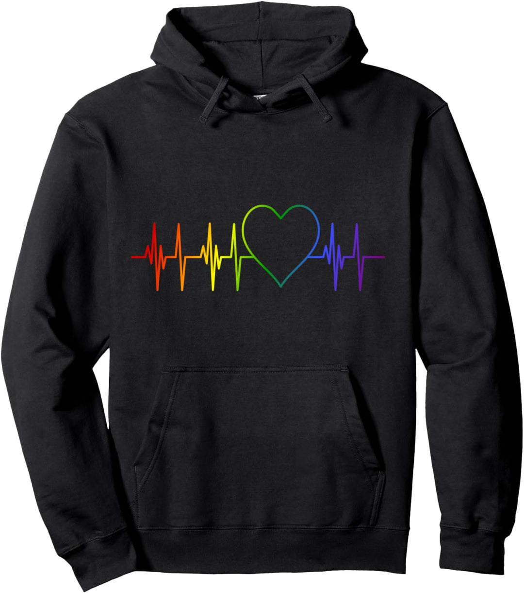 PRIDE CSD Regenbogen Flagge Herzschlag Design Pullover Hoodie