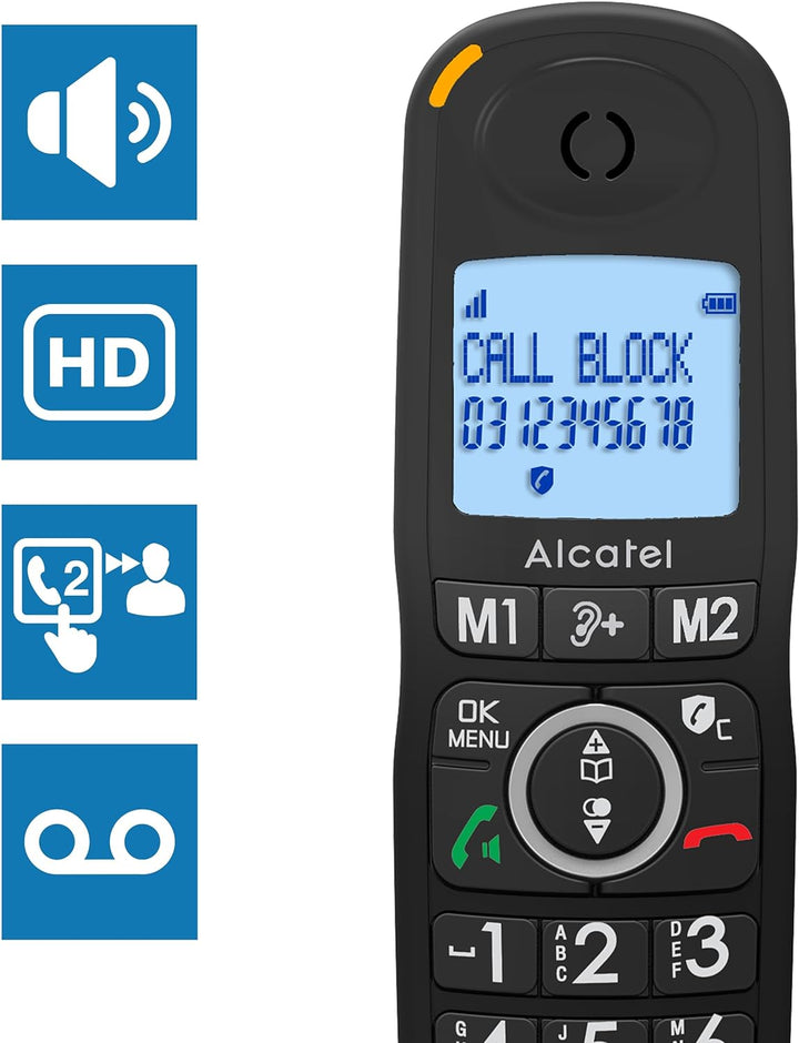 Alcatel XL595 Voice Duo schnurloses Grosstastentelefon mit Zwei Mobilteilen und Anrufbeantworter ext