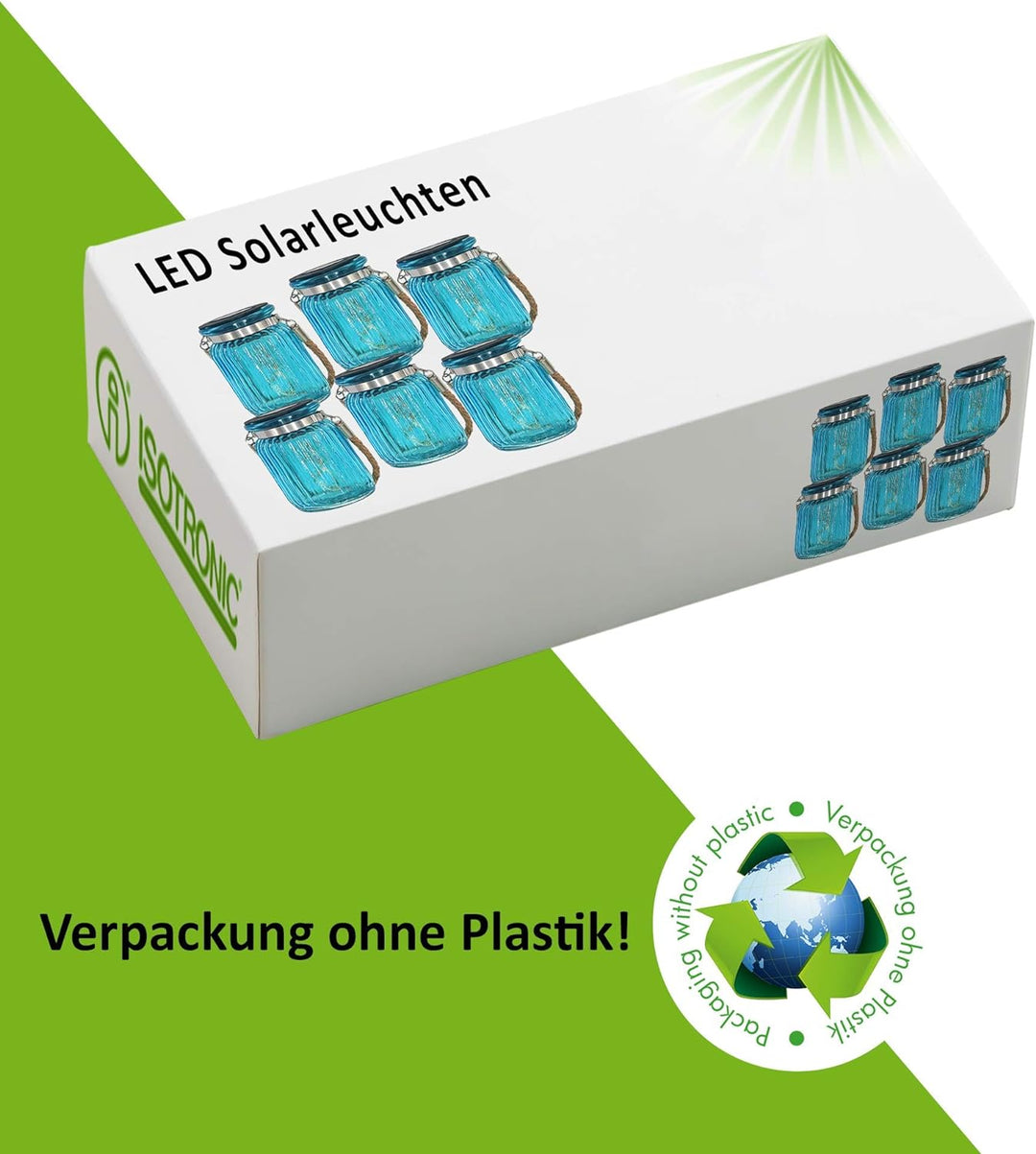 ISOTRONIC LED Solarlampe (6er Set) Solarleuchte/Solar Laterne, Hängeleuchte für Garten, Balkon und A