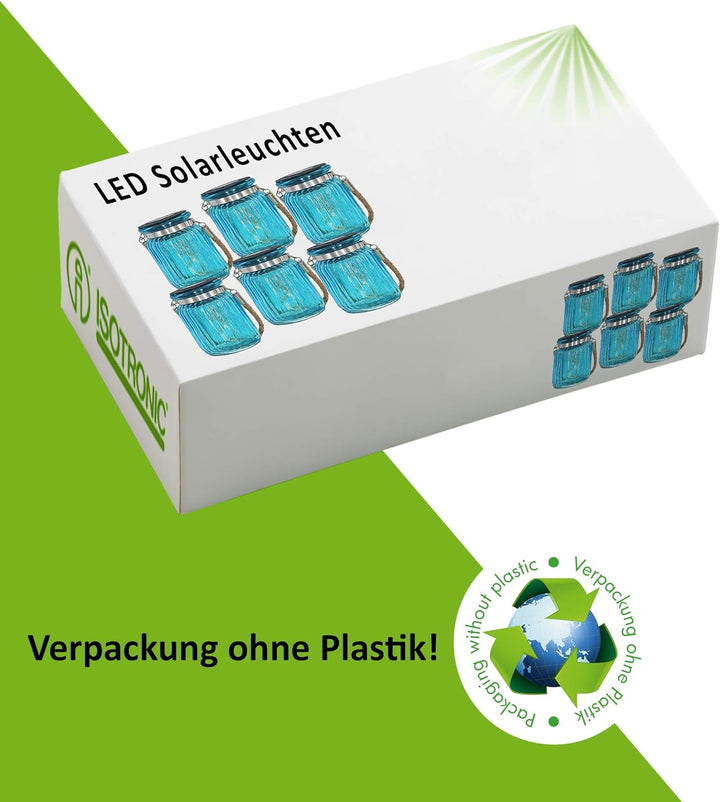 ISOTRONIC LED Solarlampe (6er Set) Solarleuchte/Solar Laterne, Hängeleuchte für Garten, Balkon und A