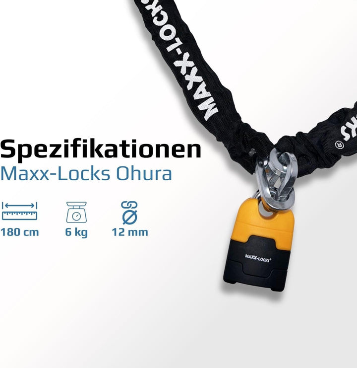 Ohura ART 4 Motorschloss/Scooterschloss - Kettenschloss mit 12mm dicken Schaltern - Art zugelassenes
