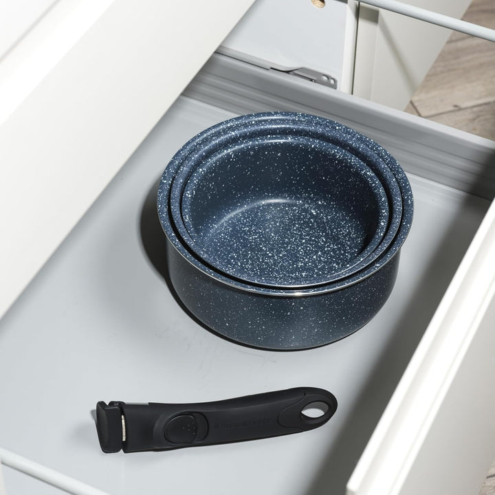 Russell Hobbs RH03294EU7 Smart Clip Topfset - 3 antihaftbeschichtete Töpfe mit abnehmbarem Griff, In