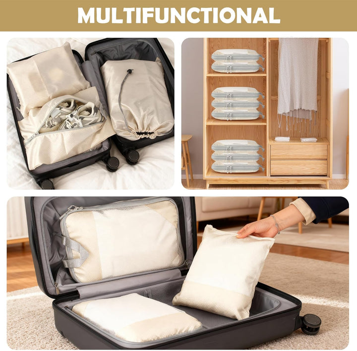 8 Stück Koffer Organizer Set,Multifunktionale Packing Cubes, Doppelreissverschluss-Design Wasserdich