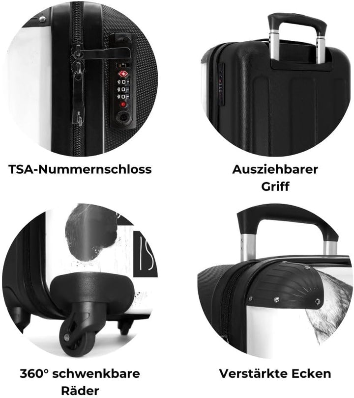 NoBoringSuitcases.com® Koffer Handgepäck Trolley Rollkoffer Kleine Reisekoffer mit 4 Rollen - Hund -