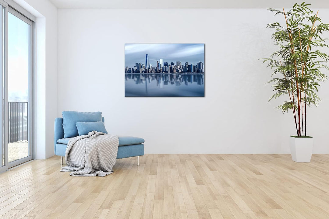 deyoli Küste von New York Format: 100x70 als Leinwand, Motiv fertig gerahmt auf Echtholzrahmen, Hoch