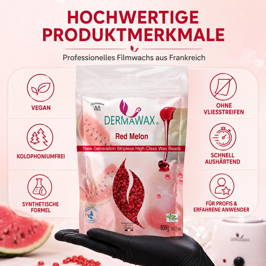 800 Gramm Dermawax Red Melon Hypoallergen Waxing Perlen zur Haarentfernung Augenbrauen Gesicht Intim