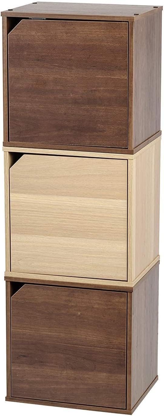 Iris Ohyama, Regal, Aufbewahrungswürfel, Kleines Beistellmöbel, Tür mit Clips, Stapelbar, Büro, Schl