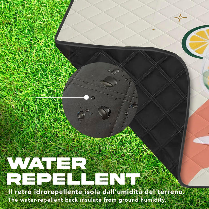 PERLETTI Picknickdecke Wasserdicht Faltbar Gross 200x200 - Outdoor Camping Decke mit Tragegurt - Str