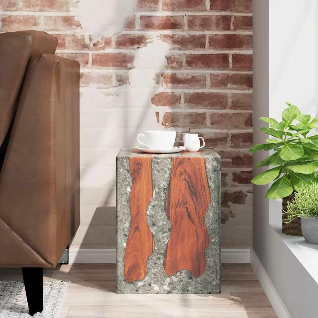 vidaXL Teak Massivholz Hocker Sitzhocker Fusshocker Beistelltisch Harz 30x30x40cm