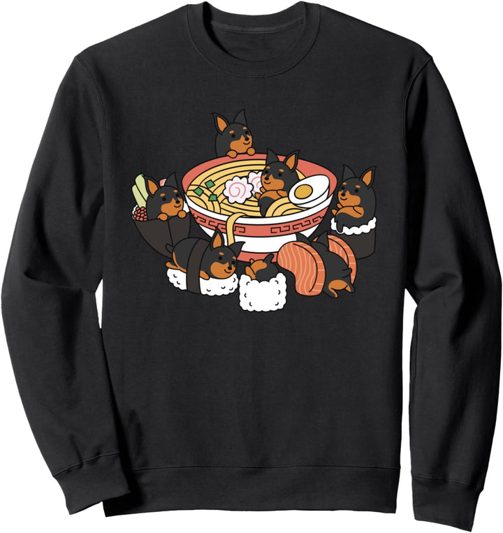 Ramen Sushi Zwergpinscher Hund Sweatshirt