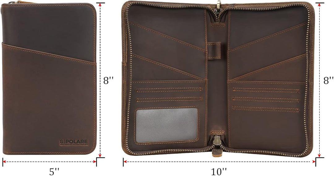 Polare Reisepasshülle aus Vollnarbenleder, für Damen und Herren, RFID-blockierend, für 6 Reisepässe