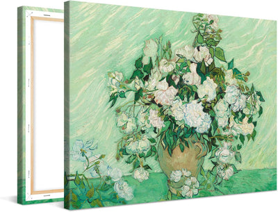 PICANOVA – Vincent Van Gogh Roses 100x75 cm – Bild auf Leinwand – Leinwandbild – Premium Leinwanddru