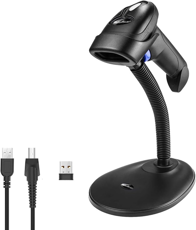 NetumScan Wireless 2D Barcode Scanner Automatischer USB-Barcodeleser mit freihändigem verstellbarem