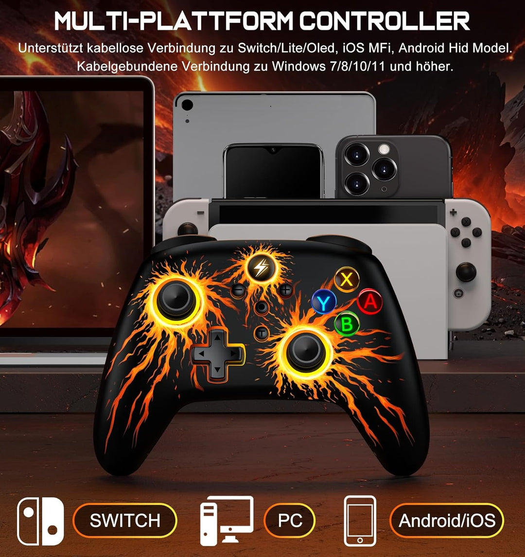 Switch Controller-Wireless Switch Pro Controller mit Cooles RGB-Aussehen/Programmierbare/Turbo/Aufwa