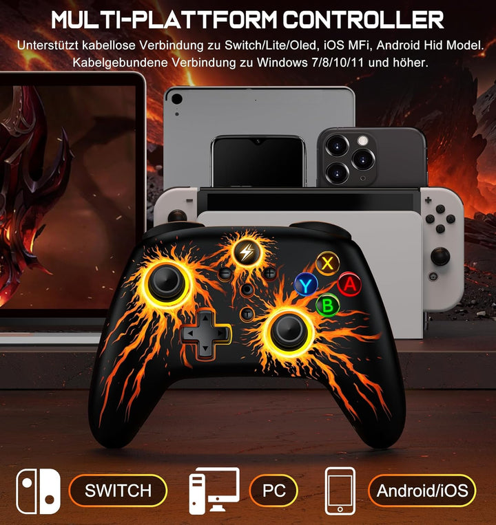 Switch Controller-Wireless Switch Pro Controller mit Cooles RGB-Aussehen/Programmierbare/Turbo/Aufwa