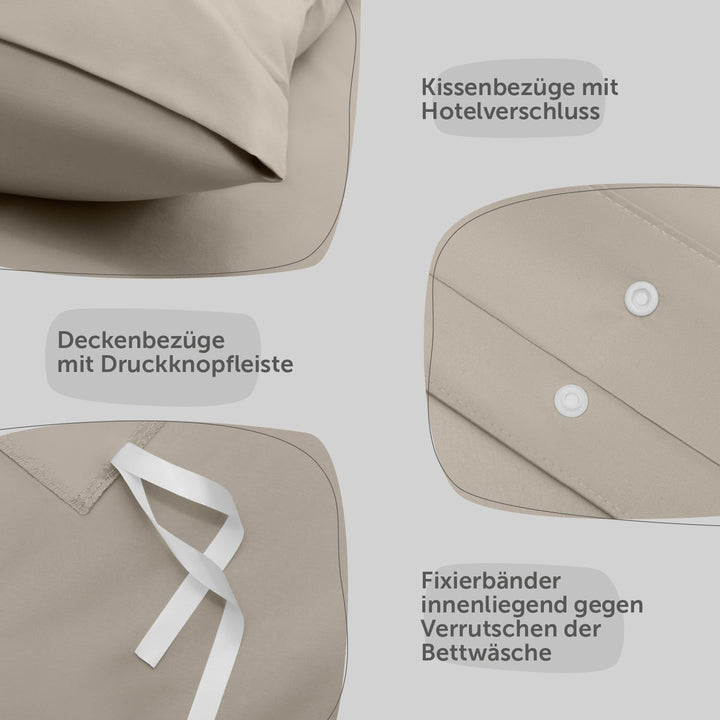 Blumtal Bettwäsche 135x200cm + 50x80cm Kopfkissenbezug - OEKO-TEX zert. Mikrofaser Bettwäsche Set -