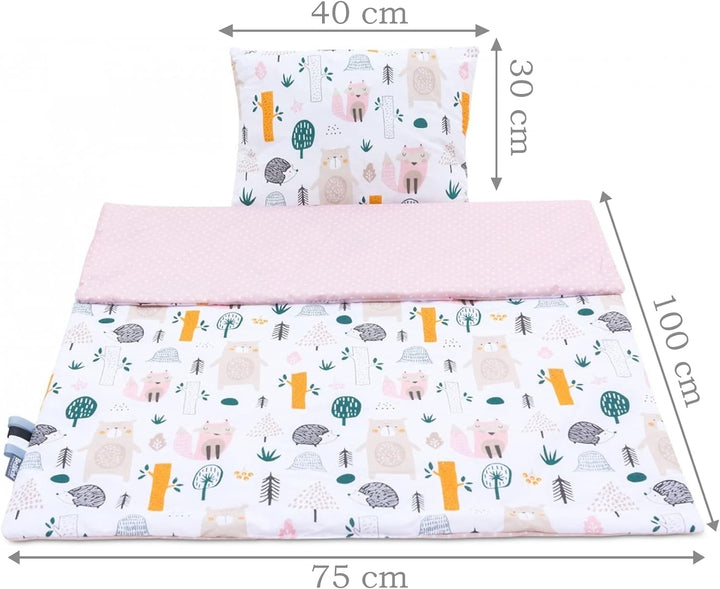 Bellochi Multifunktional Baby Decke Set - Doppelseitig Baby Bettwäsche 75x100 cm und Kissen 30x40cm