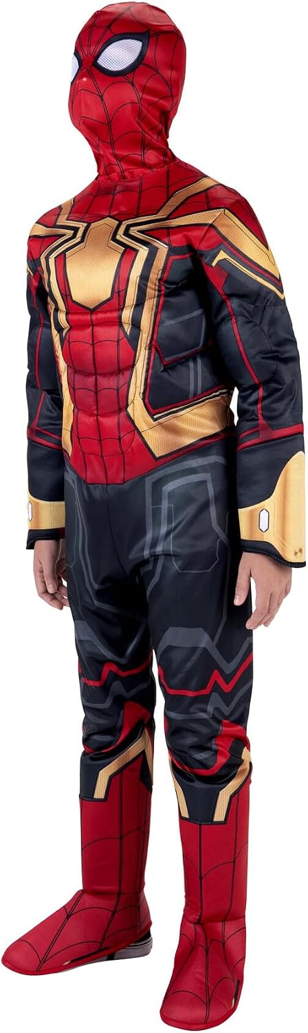 Marvel Jungen Deluxe Iron Spider Man Kostüm, Kinder Spiderman integrierter Anzug für Kinder Grösse M