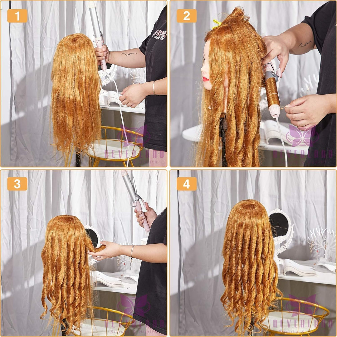 NEVERLAND Friseurkopf 24 Zoll 50% Echthaar Trainingsköpfe für Friseure Übungskopf Friseursalon Puppe