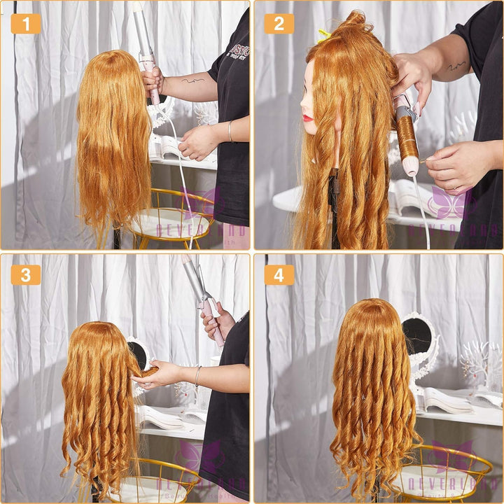 NEVERLAND Friseurkopf 24 Zoll 50% Echthaar Trainingsköpfe für Friseure Übungskopf Friseursalon Puppe