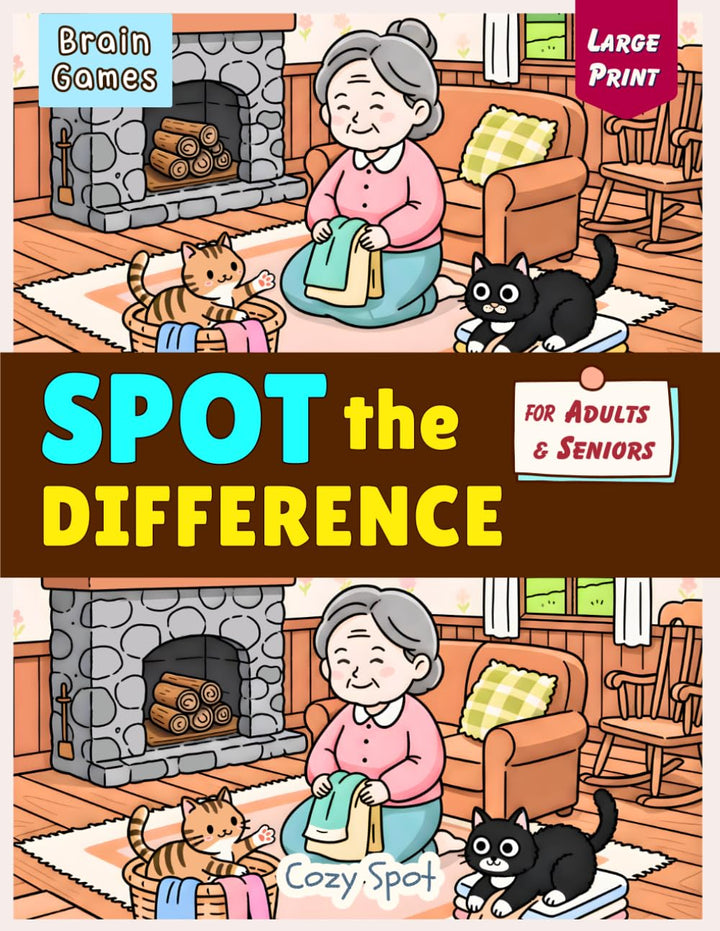 Spot the Difference Book for Adults &amp; Seniors: Animal Brain Games - 42 Cozy Picture Puzzles for Calm