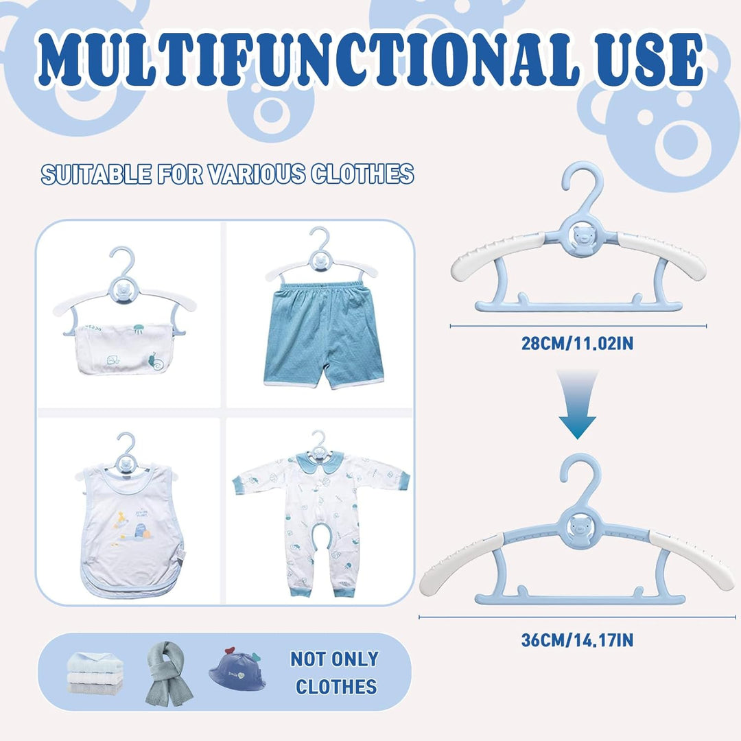 HGYZE Baby Mitwachsende kleiderbügel Kinder, Stapelbare Hanger + Haken + Hosenständer, rutschfest Ba