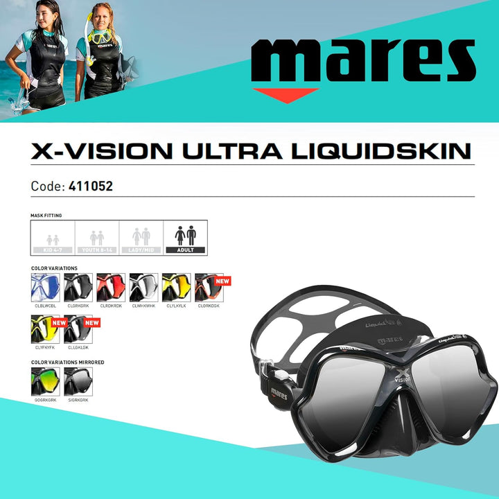 Mares Mask X-Vision Ultra Ls Tauchmaske Size BX SIGRKGRK Grey/Black/Grey Black, Size BX SIGRKGRK Gre