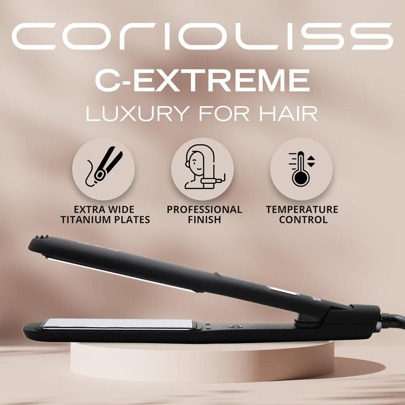 Corioliss | Glätteisen | Extra Breite Titanplatten Anti Frizz | Haarglätter Locken und Glätten | Pro