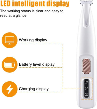 Hunde Pfotenschneider mit LED-Licht, 2-Gang Hundepflege-Schermaschine, kabelloser/wiederaufladbar/ge