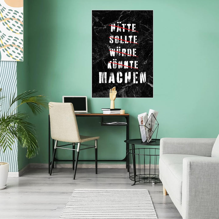 wandmotiv24 Poster als Wanddeko, Grösse 100x70cm, Hätte sollte würde, Marmor, Moderne Wanddeko, Wand
