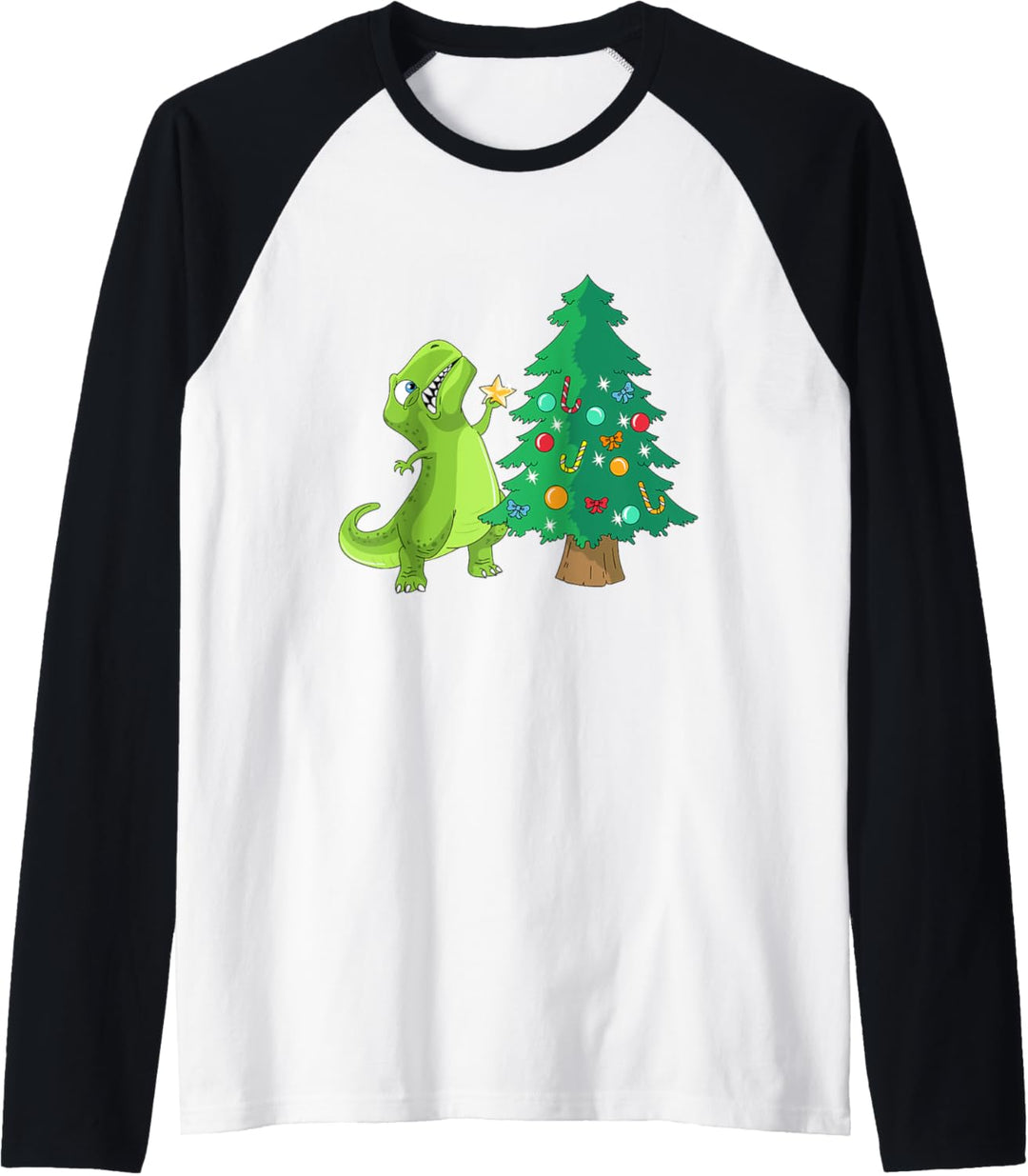 Lustige Schlacht ist echter Dinosaurier Weihnachtsbaum Stern Raglan