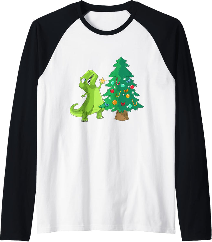 Lustige Schlacht ist echter Dinosaurier Weihnachtsbaum Stern Raglan