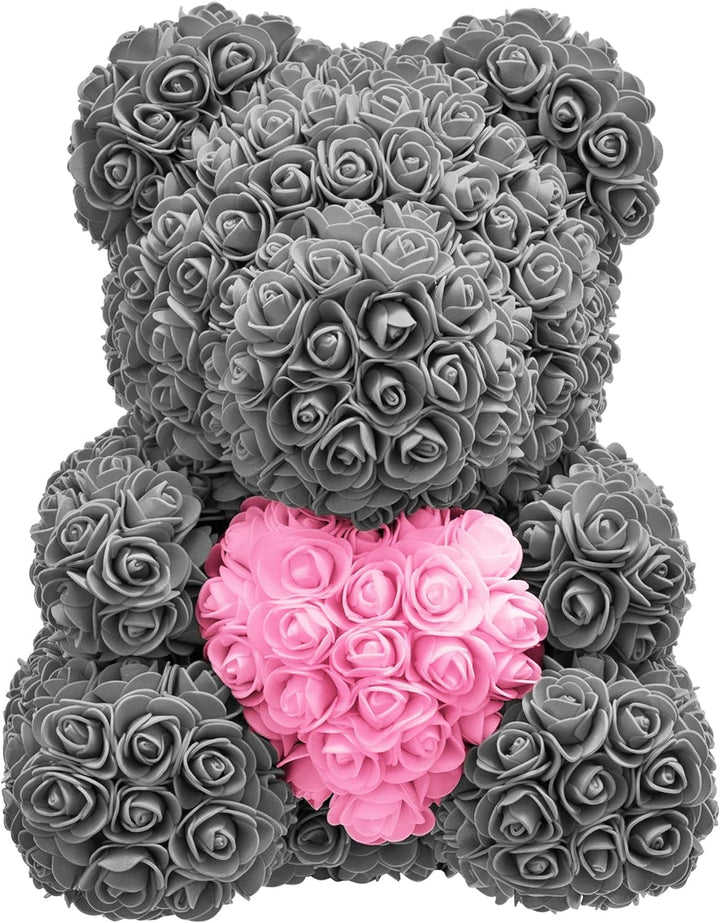NADIR Rosen Bär Blumenbär mit Geschenkbox, Geburtstagsgeschenk für Frauen, Geschenk für Freundin zum