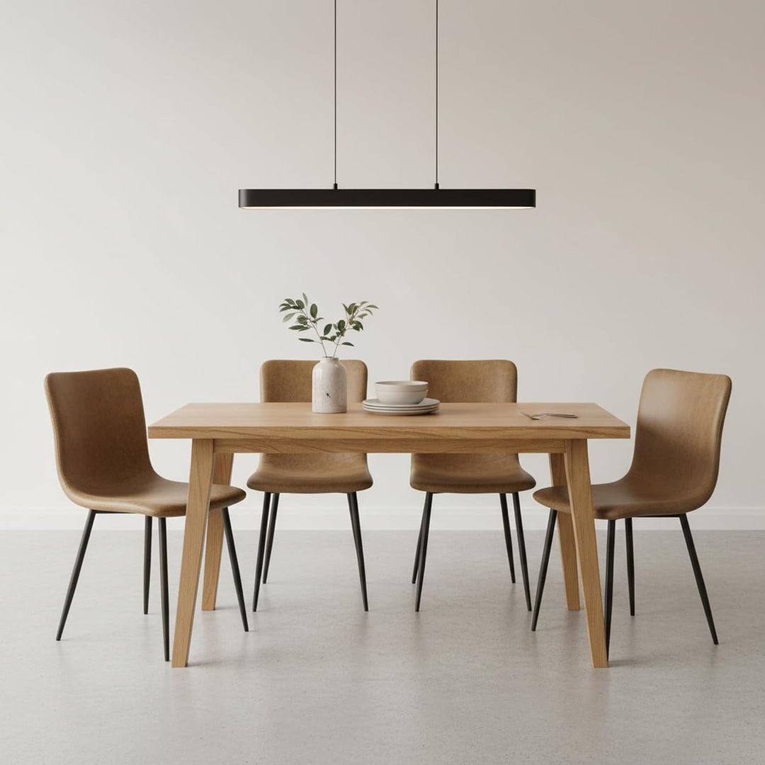 FurnitureR Esszimmerstühle 4er Set Wildleder Küchenstühle mit Metallbeinen Schlafzimmer Wohnzimmerst