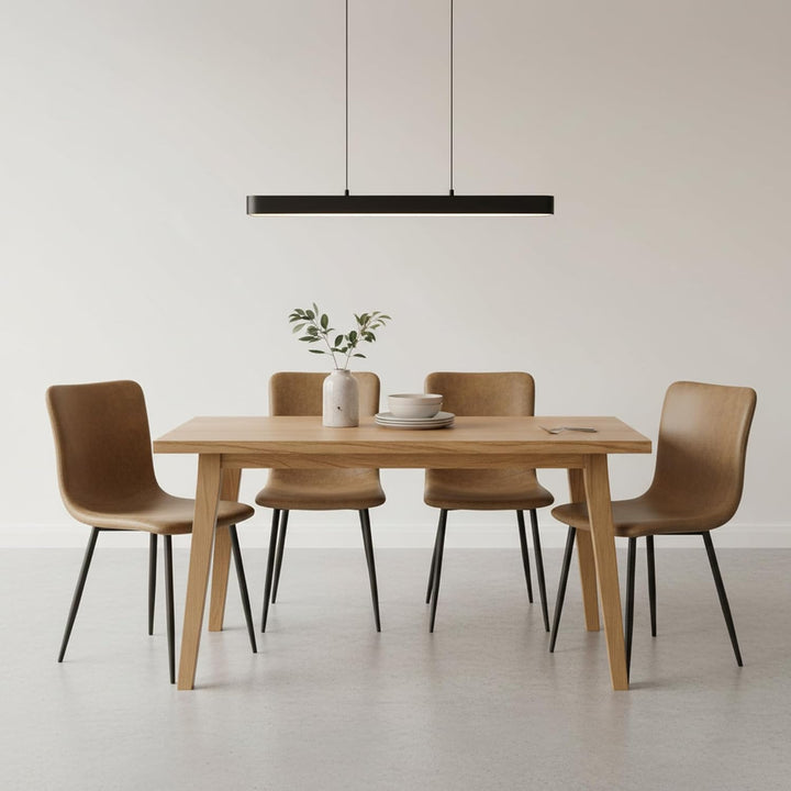 FurnitureR Esszimmerstühle 4er Set Wildleder Küchenstühle mit Metallbeinen Schlafzimmer Wohnzimmerst