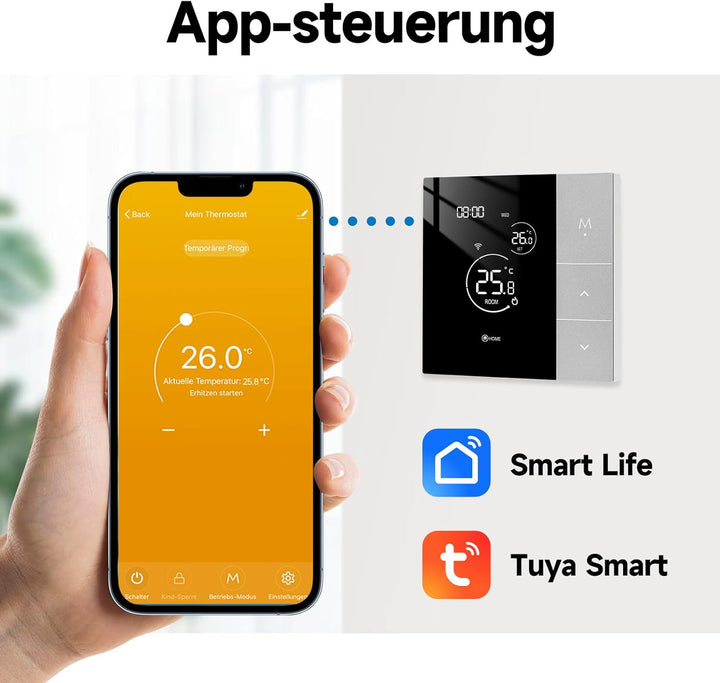 Beok Thermostat Fussbodenheizung WiFi, Smart Raumthermostat Thermostate Heizung Digital für Elektris