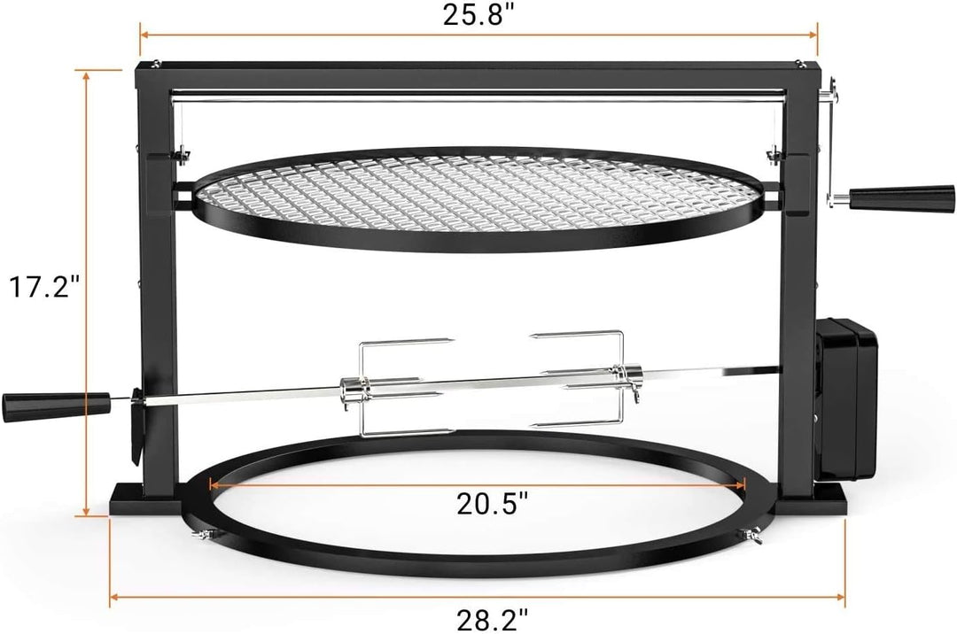 onlyfire Santa Maria Grillaufsatz Grillspiess Set für Weber Kugelgrill 57cm | Drehspiess mit Motor B