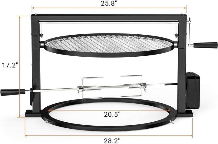 onlyfire Santa Maria Grillaufsatz Grillspiess Set für Weber Kugelgrill 57cm | Drehspiess mit Motor B