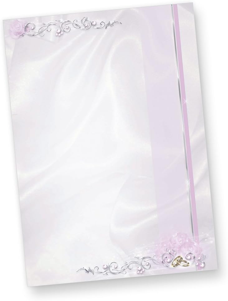 Motivpapier Hochzeit silbergrau (500 Stück) beidseitig bedrucktes A4 Schreib-Papier, z.B. für Einlad